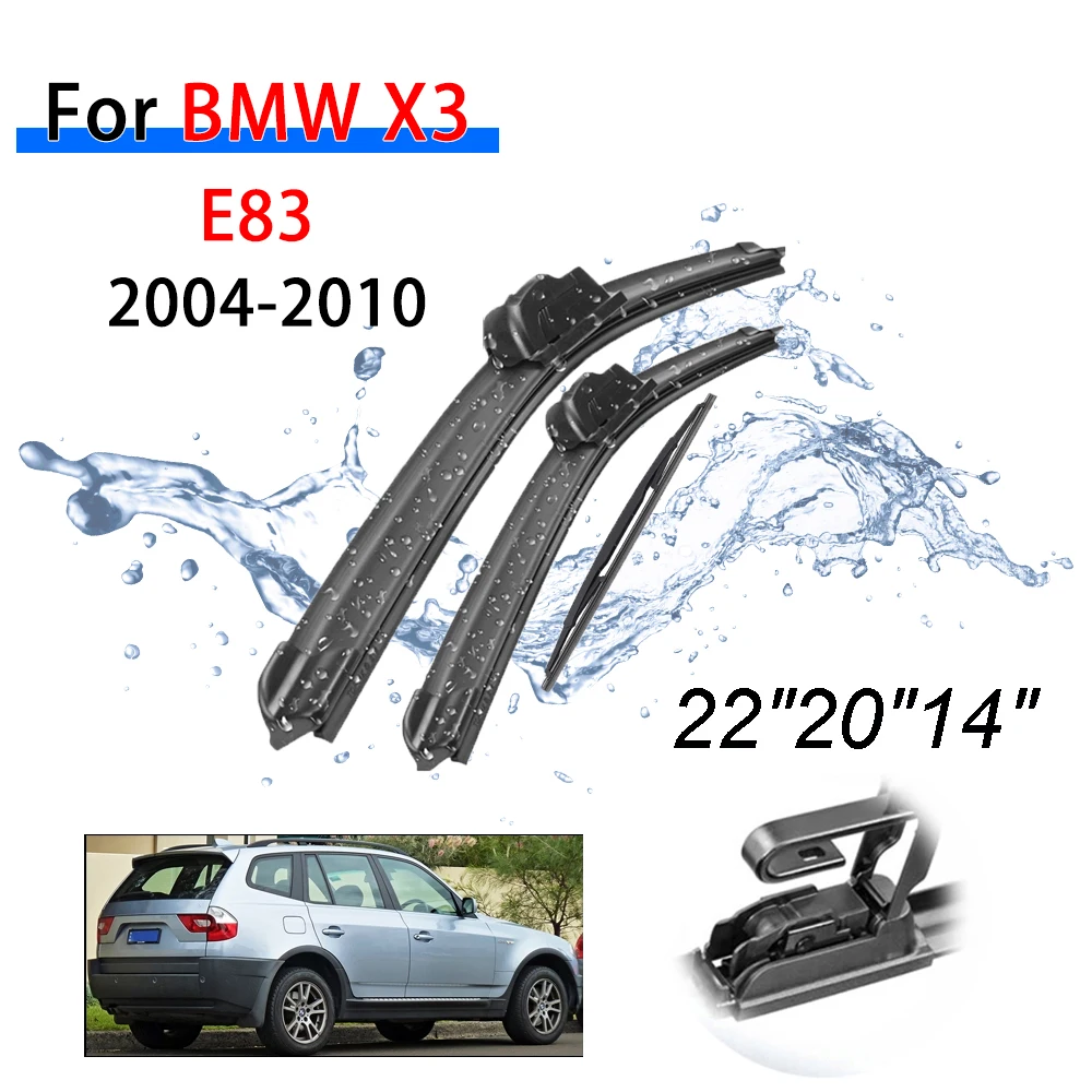 

Wiper LHD Front & Rear Wiper Blades Set Kit For BMW X3 E83 2004 - 2010 Windshield Windscreen Window 22"20"14"