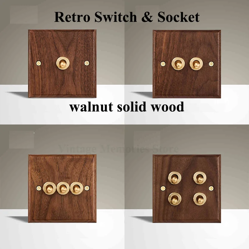 Настенный переключатель европейского стандарта из массива дерева ореха и