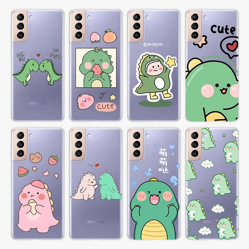 

Cute Cartoon Dinosaur Transparent Silicone Cover For Samsung Galaxy S22 Pro S21 S20 FE Ultra S10 S10E Lite S9 Plus Phone Case