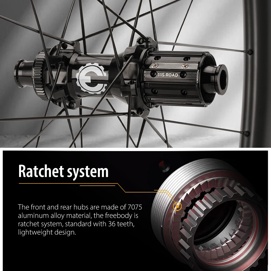 Фото ELITEWHEELS SLR дисковый тормоз, углеродные шоссейные велосипедные колеса RD13, храповая система 36T, трубчатый клинчер, бескамерные колеса 700c, циклок... №3