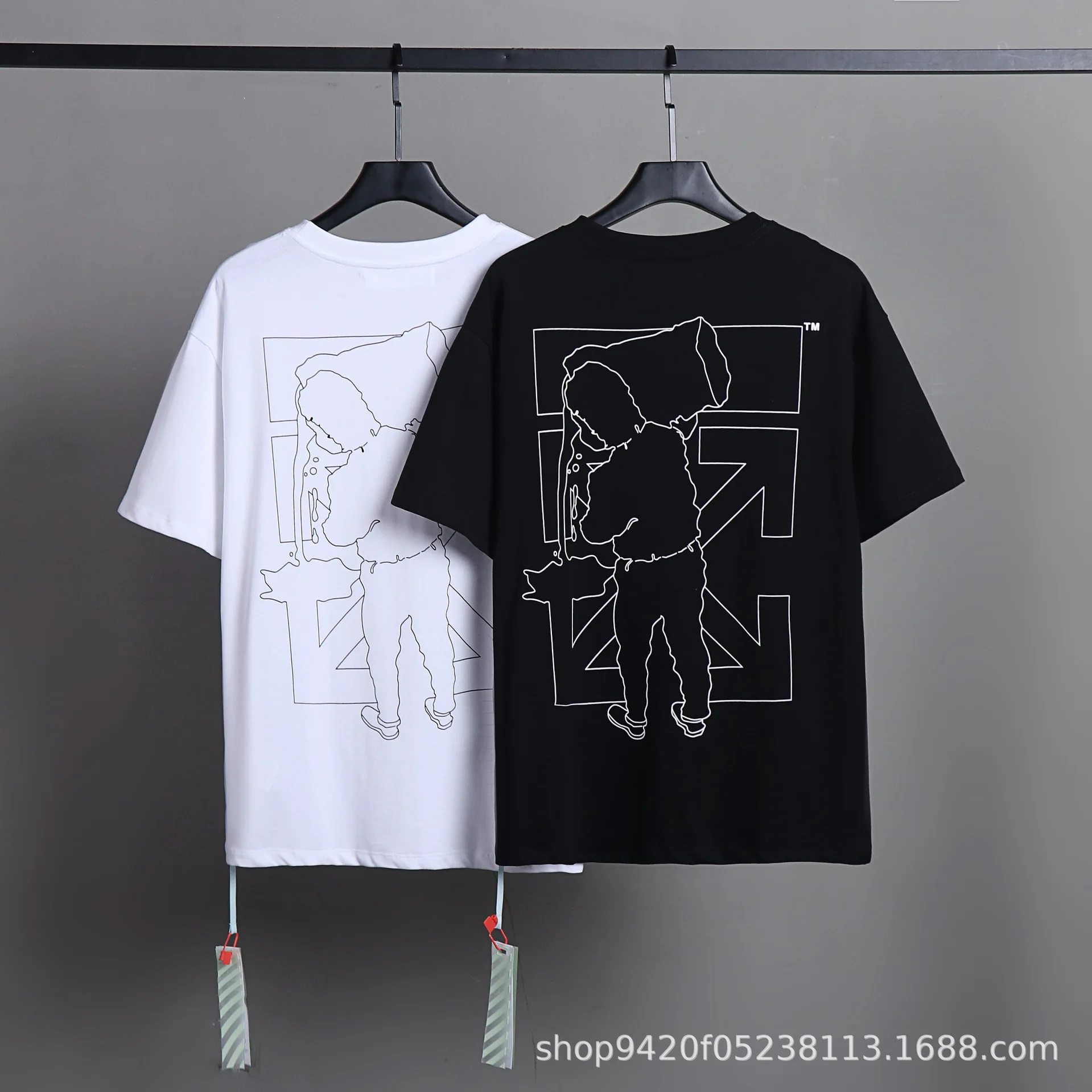 

2024 Early spring new high version OFF White OW painter figure back arrow short sleeve T Shirt for men and women