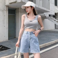 female 2022 spring and summer new denim shorts womens korean loose pants show thin student high waist trend fashion
