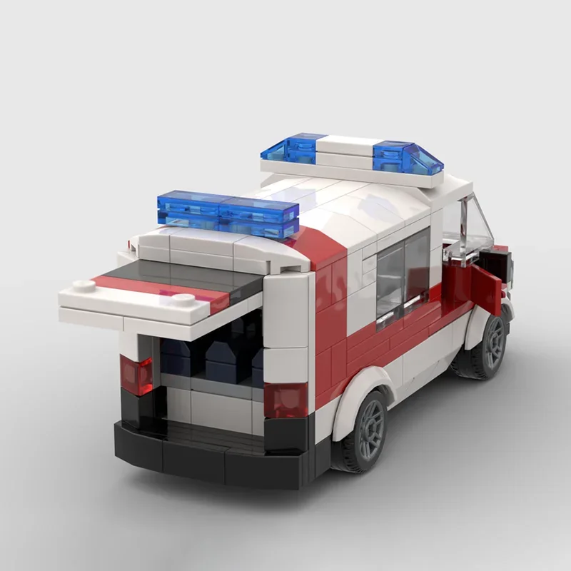 Фото Модульный конструктор Urban Car Model Moc: Модель автомобиля скорой помощи T6 KDO, технологичный набор для сборки, рождественский подарок, игрушка для самостоятельной сборки №4