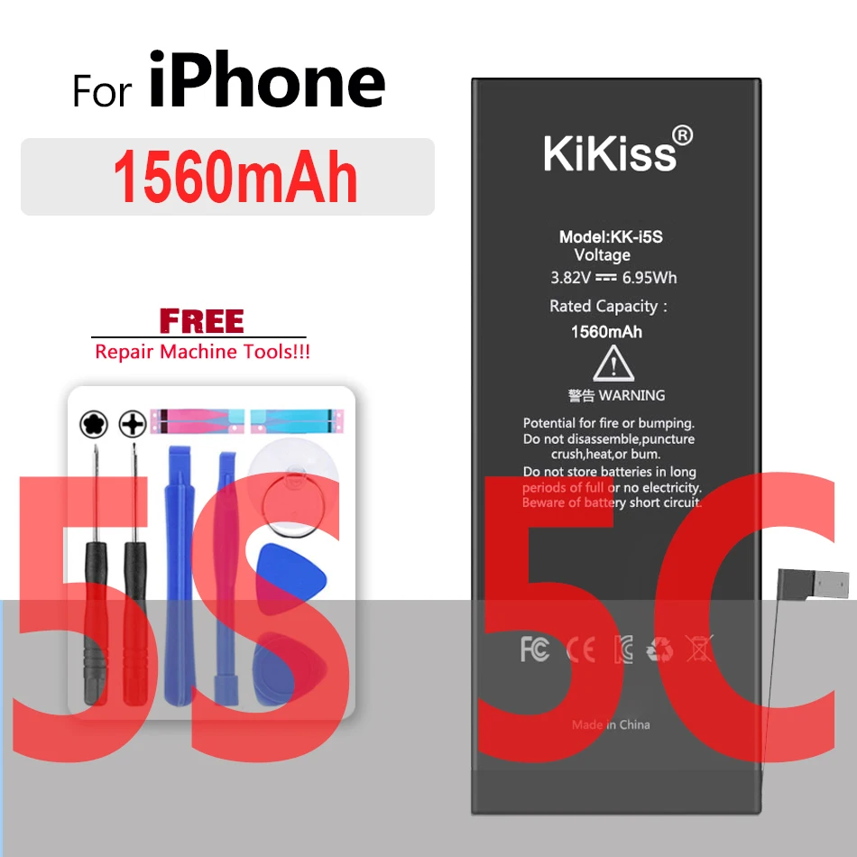 Высококачественный аккумулятор для iPhone 5 6 6S 5S SE 7 8 Plus X Xs Max 11 Pro iPhone5 iPhone7 iPhone8 с бесплатными инструментами.
