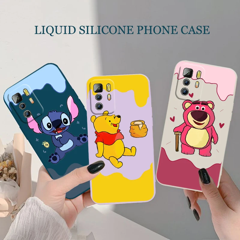 

Disney Stitch Winnie the Pooh Phone Case For Xiaomi Redmi Note 11T 11 11S 10T 10 9T 9S 9 8T 8 7 6 5 Pro Liquid Rope Funda Cover