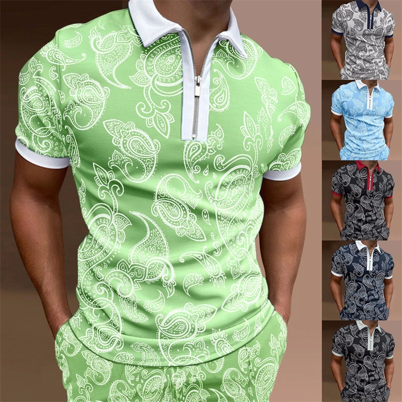 

2022 summer new fashion men's POLO shirt zipper lapel short-sleeved top casual outdoor trend quick-drying men's clothing