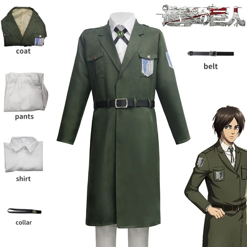 Attack on Titan Cosplay Levi Costume Shingek No Kyojin Scouting Legion Soldier Coat Trench Uniform Men Halloween Outfit