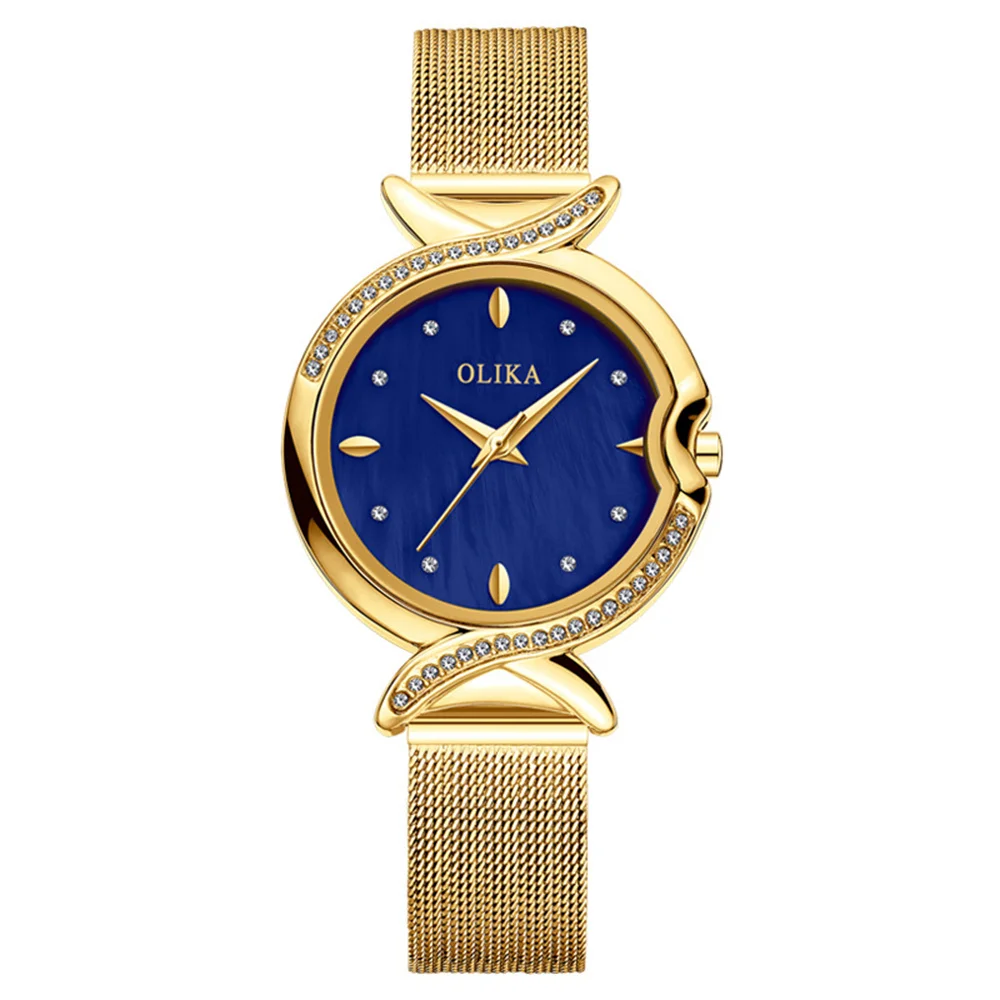 QSCY OLIKA Women's Watch Fashionable Versatile Waterproof Mother-of-Frillilar Fishtail Diamond Watch For Women enlarge