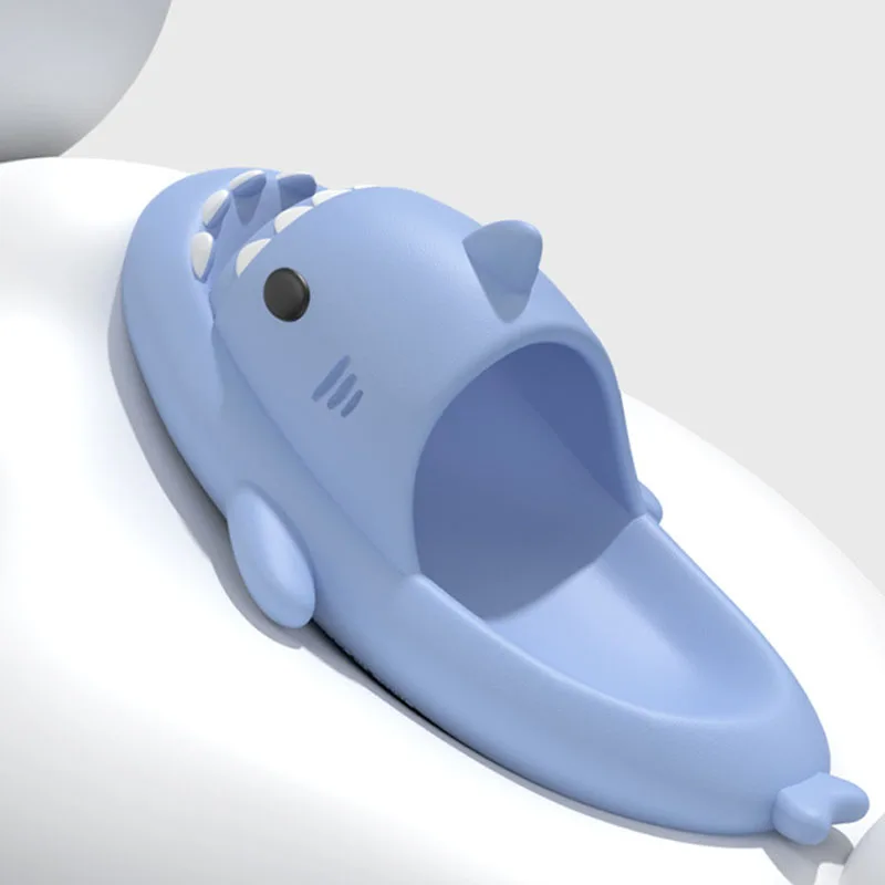 Comwarm Lovely Shark Slippers For Women Men Outdoor Fashion Shark Beach Slides Bathroom Non-slip Thick Sandals Home Couple Shoes