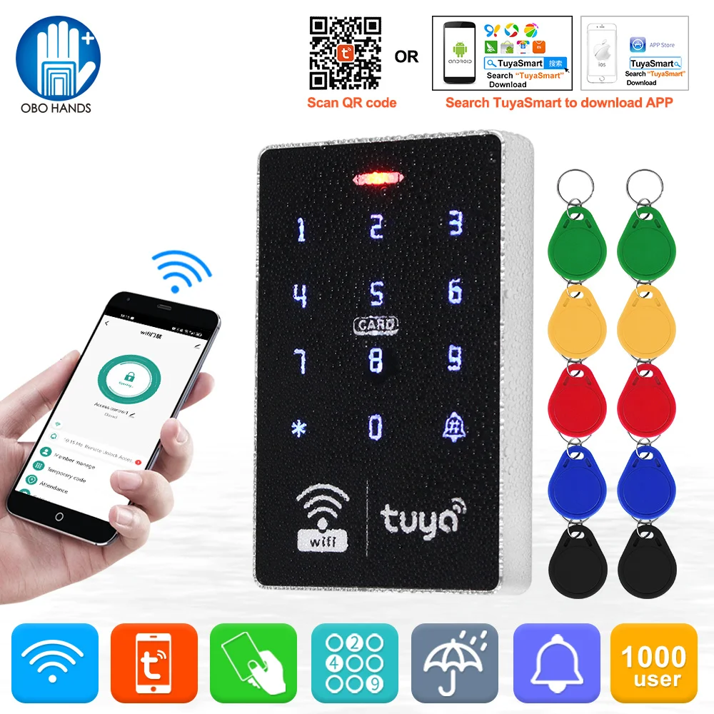 Автономный контроллер доступа Tuya, Wi-Fi, RFID, 13,56 МГц, IP68