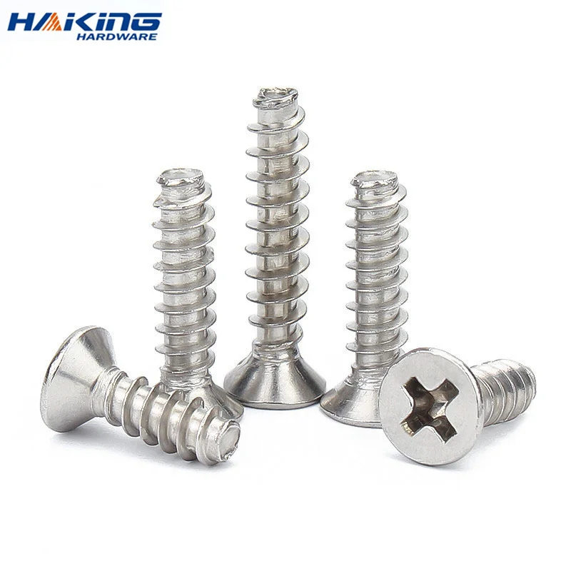 

100cs/ Lot Cross Recessed Countersunk Head Self-tapping Screws 304 Stainless Steel M1.7 M2 M2.6 M3 M4 Flat Cap Phillips Screw