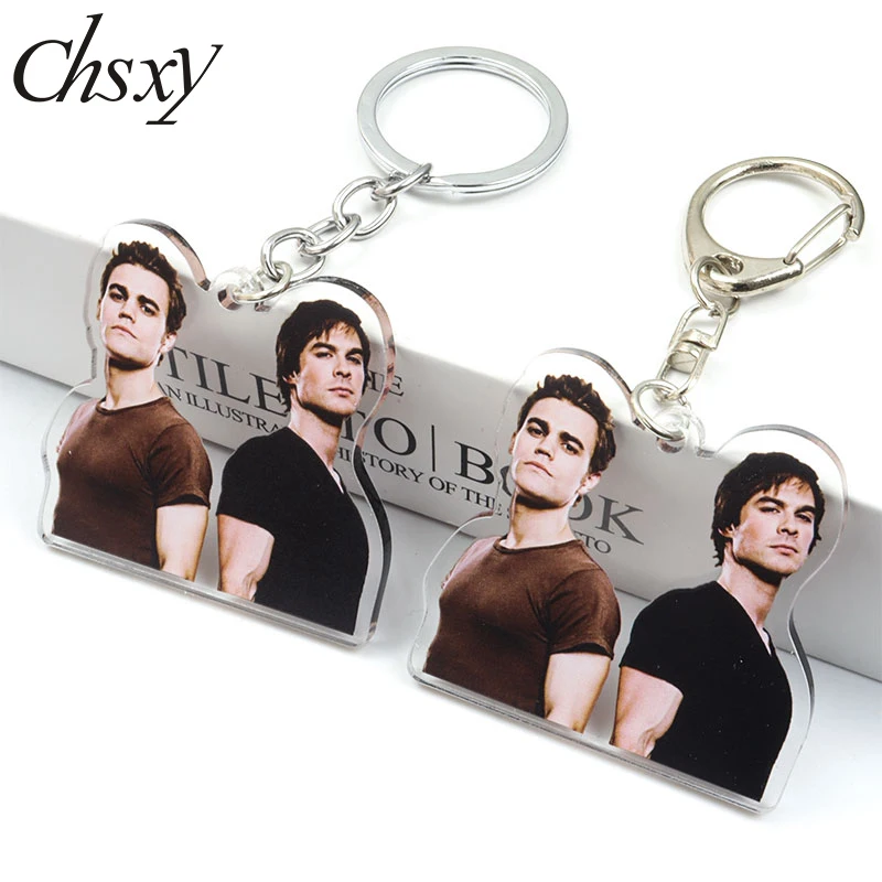 

The Vampire Diaries Acrylic Keychain Man Women Elena Stefan Figures Double Sided Pendant Key Chain Keyring Bag Jewelry Fans Gift