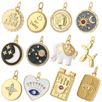 evil blue eye gold color diy pendant cz charms for necklace bracelet earring dangle charms for jewelry making dog elephant charm