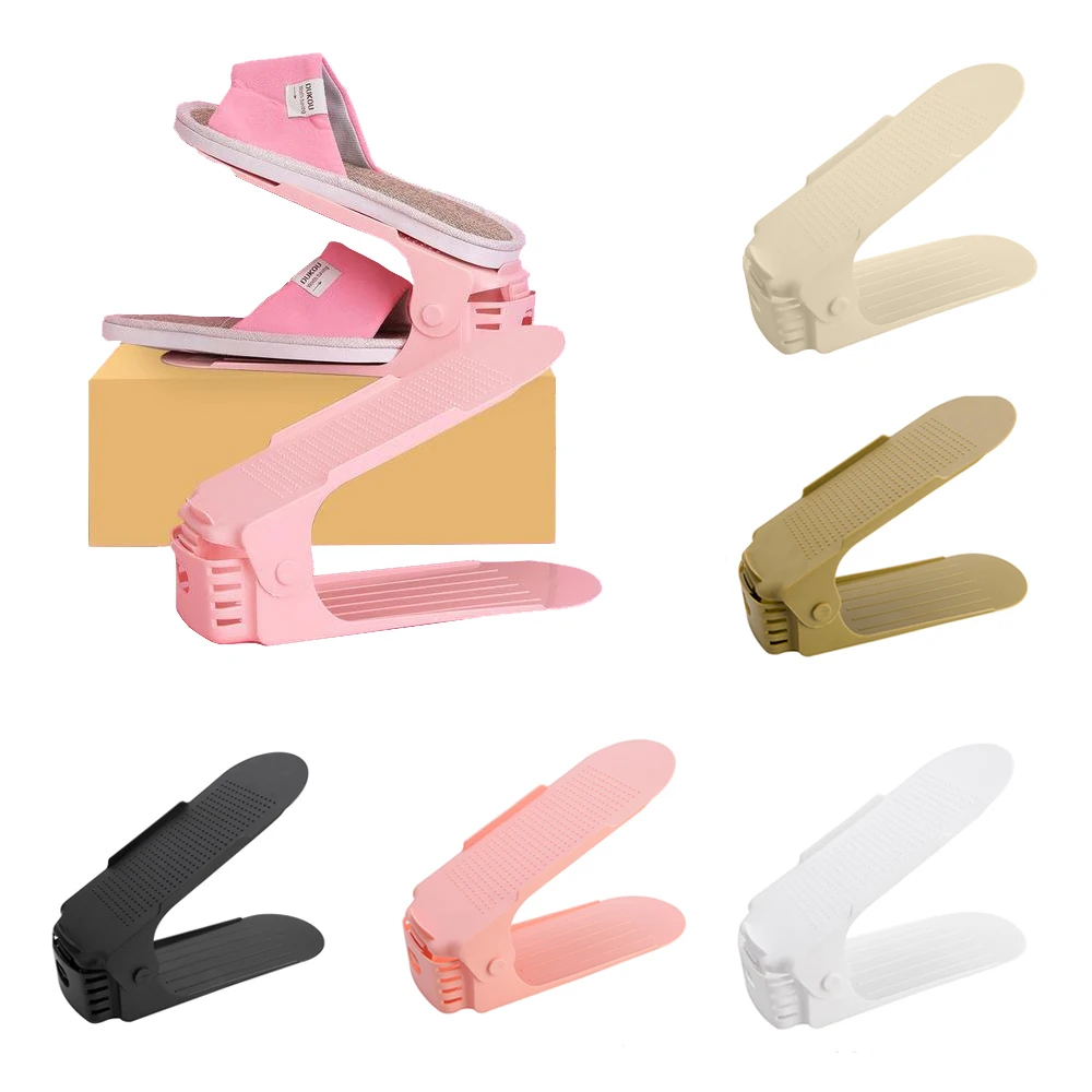 

1Pcs Adjustable Shoe Rack Organizer Footwear Storage Stand Support Space Saving Cabinet Closet Holder Double - Layer Bracket