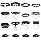 Женское Ожерелье с заклепками goth, черное кожаное ожерелье в стиле рок гранж-панк, сексуальные ошейники, готическое Ювелирное Украшение для косплея