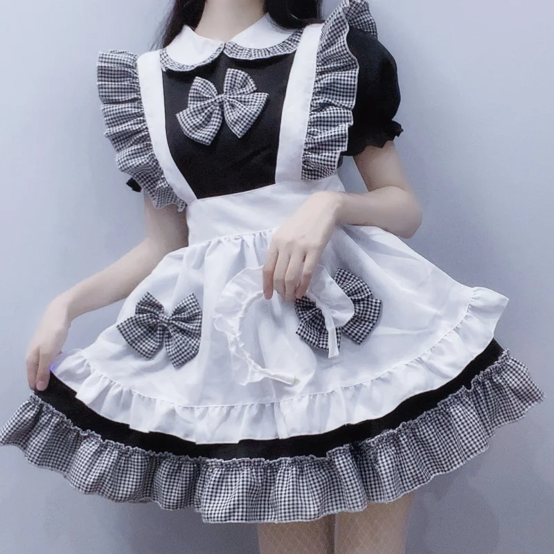 Костюм горничной в стиле &quotЛолита&quot с большим бантом косплей японская Милая
