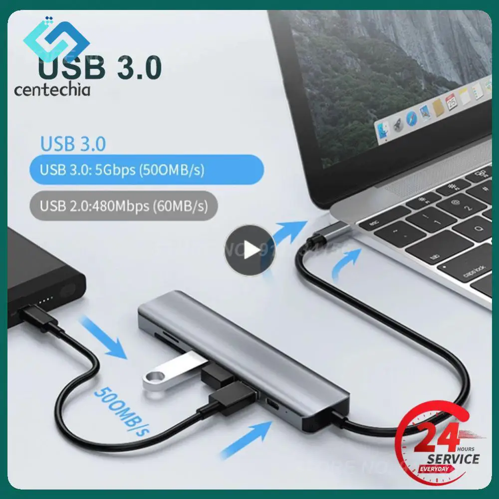 

1~5PCS C Hub Type C to 4K@60 HDMI-compatible for MacBook Air USB3.0 Adapter Data Sync 100W PD Charging Dock 3 IN 1 Splitter