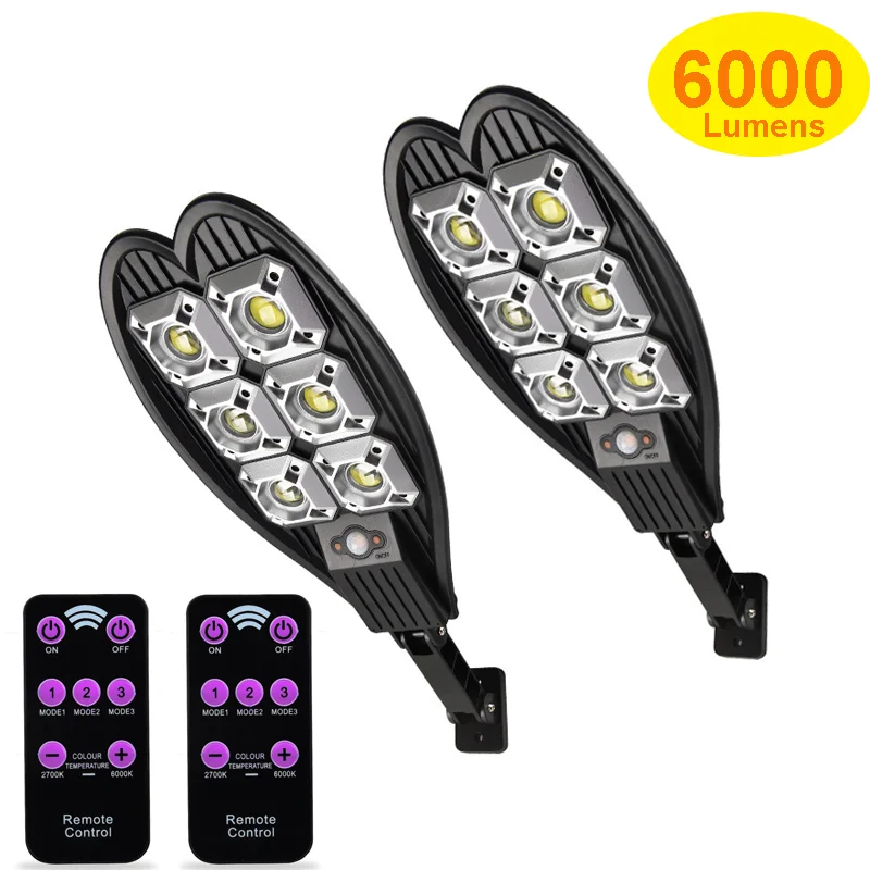 

6000Lumens Solar Street Light Outdoor Solar Lamp with Motion Sensor Smart Remote Control High Brightness IP65 Waterproof