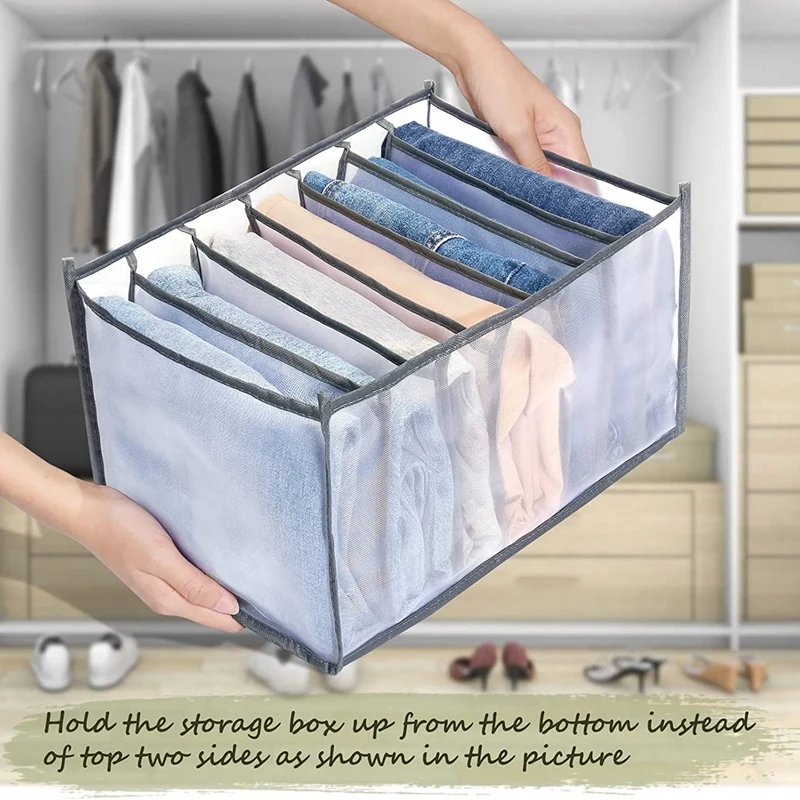 

7 Grids Clothes Organizer 6PCS,Folded Clothes Organizer For Closet,Washable Drawer Clothes Compartment Storage Box