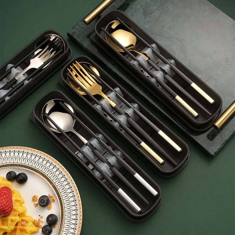 

Gift Package Titanium Chopsticks Spoon with Fork or Titanium Straw Family Outdoor Dual-use Titanium Alloy Chopsticks