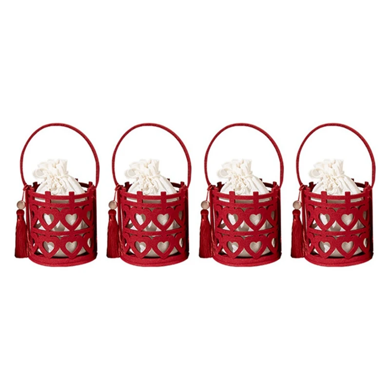 

4 Pieces Bridesmaid Handbag China Wedding Red Handbag Wedding Gift Box Red Hand Gift Tote Bag Bridesmaid Accessories