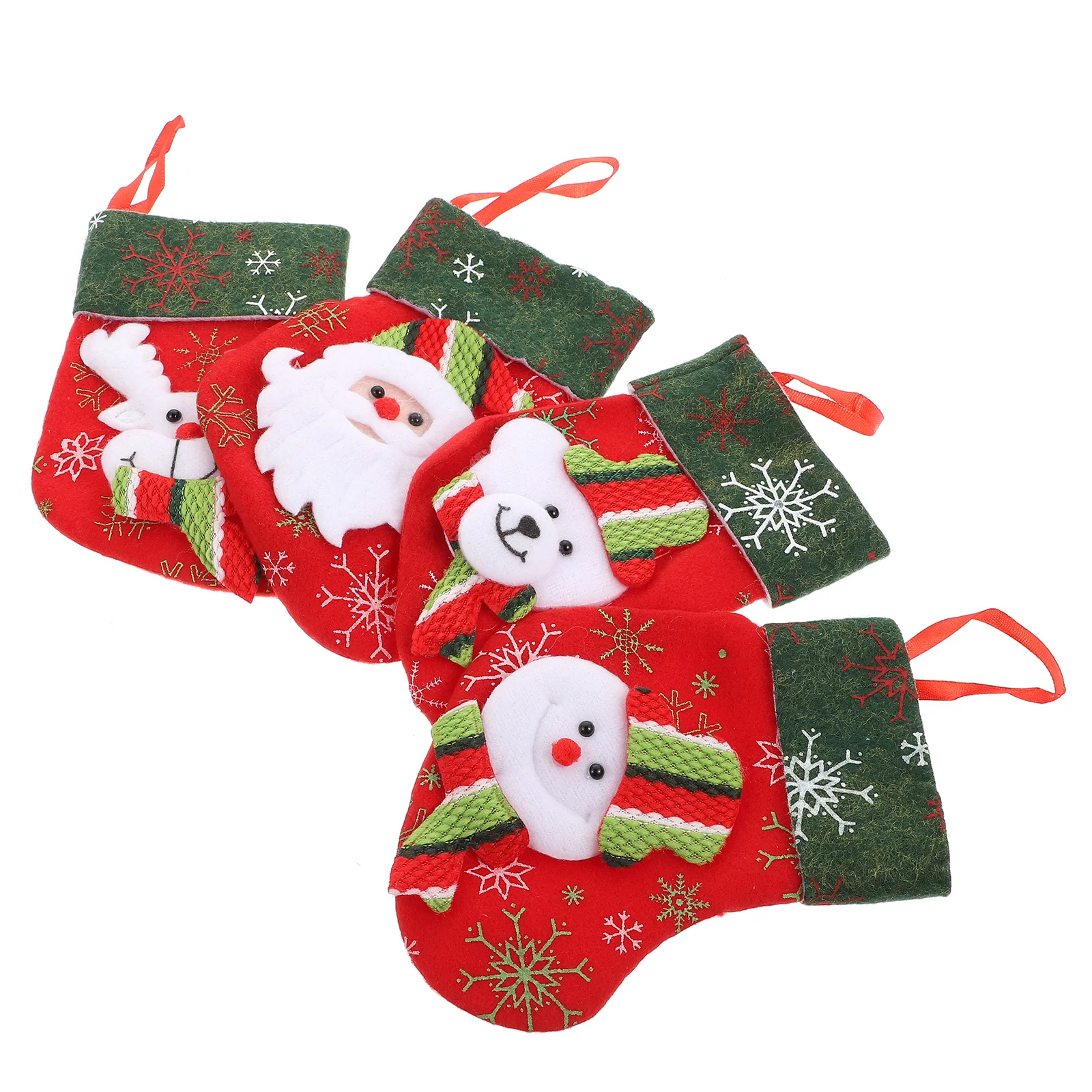 

4PCS Delicate Xmas Stocking Sweets Bag Xmas Sock Gift Bag Christmas Tree Pendant