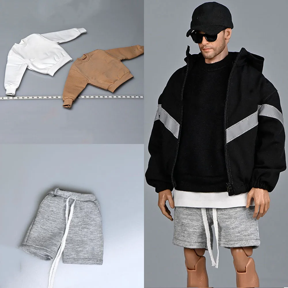 

1/6 Hoodies Male Solider Oversized Hip Hop Streetwear Loose Sports Hip-Hop Style Sweatshirts For 12'' Action Figure Body