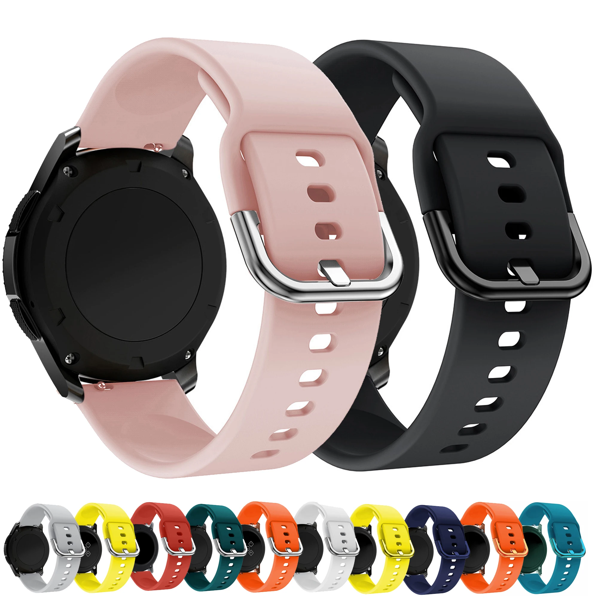 

Silicone Original 20mm Band Strap for Samsung Galaxy Watch Active 2 40/44mm Gear S3 3 41mm 46mm Wristband for Huawei GT 2 42mm