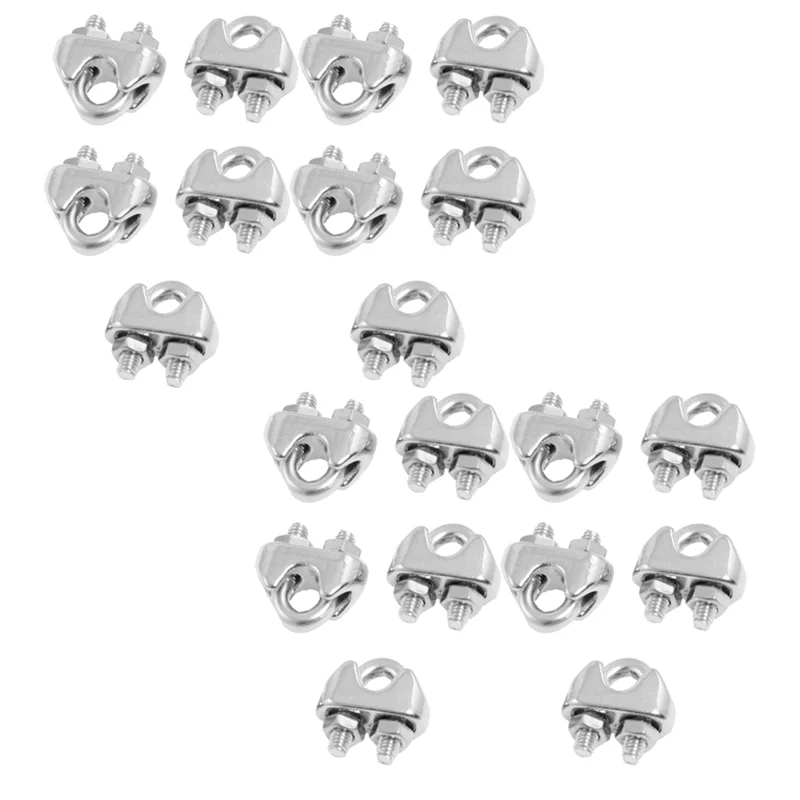 

50 Pcs 304 Stainless Steel Saddle Clamp Cable Clip for 3/25 inch 3mm Wire Rope
