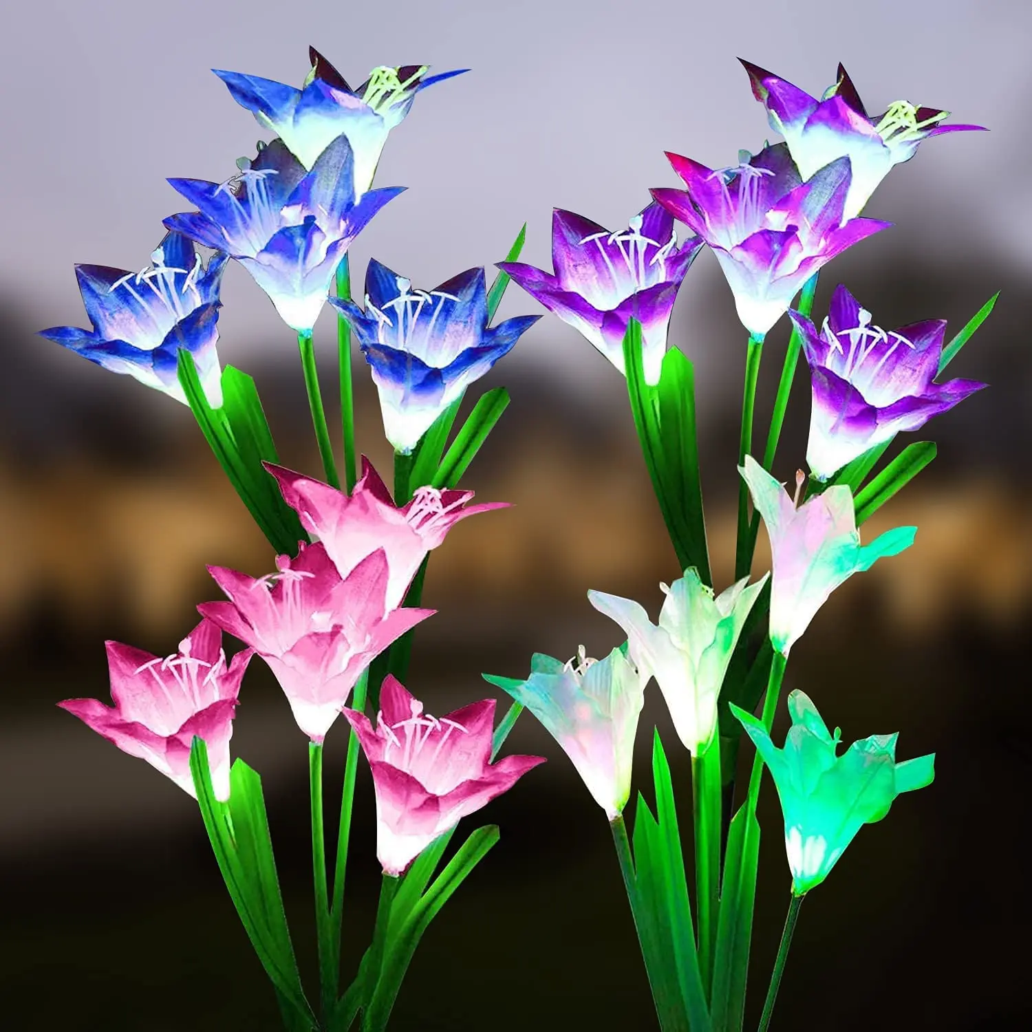 

Solar Lily Flower Lamps Waterproof Solar Garden Lights 7-Color Changing Solar Flowers Lawn Lamps for Landscape Path Yard