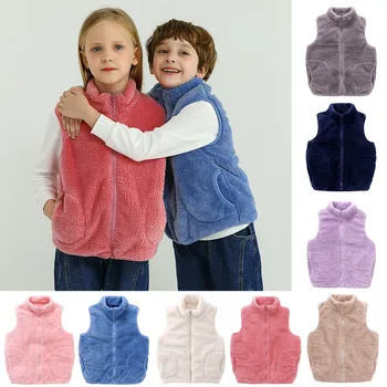 Boys Vests Kids Jackets For Girls Sleeveless 2022 Spring Causal Fleece Warm School Child Girl Coat Children Outerwear Clothing 1