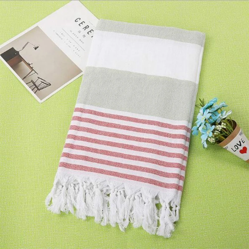

Cotton Beach Towel for Adults 39"x71" Oversized Blanket with Tassels Quick-Dry Turkish Towel Travel Bath Pool Gym Yoga 87HA