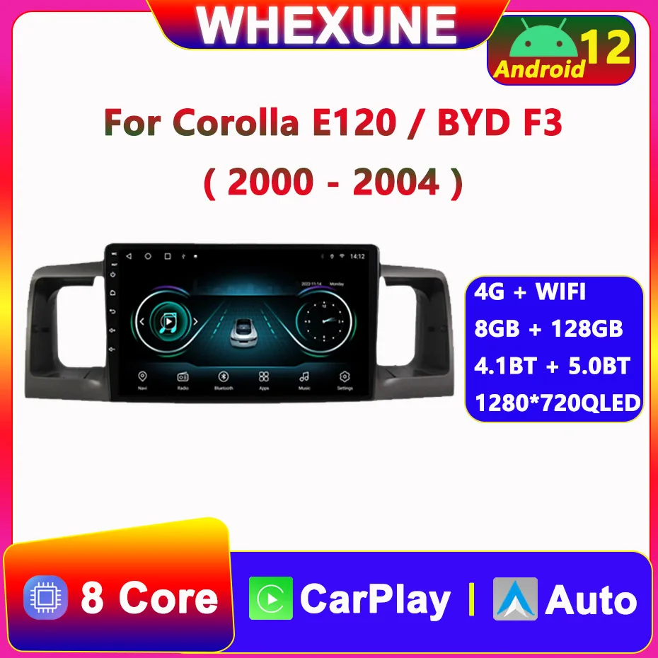 

2Din Android 12 Auto For Toyota Corolla E120 2000 - 2004 Car Radio Multimedia Video Player GPS Navigation Autoradio WIFI Carplay