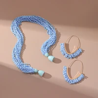 2022 simple fashion jewelry rice beads multilayer necklace long earrings 1 pair womens jewelry set