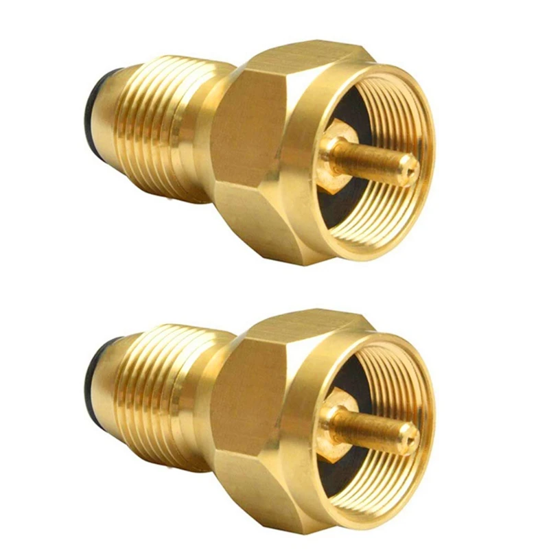 

Латунный адаптер для заправки пропана на открытом воздухе, 2 шт, соединитель цилиндра для газовой горелки, 1 фунт, латунное соединение