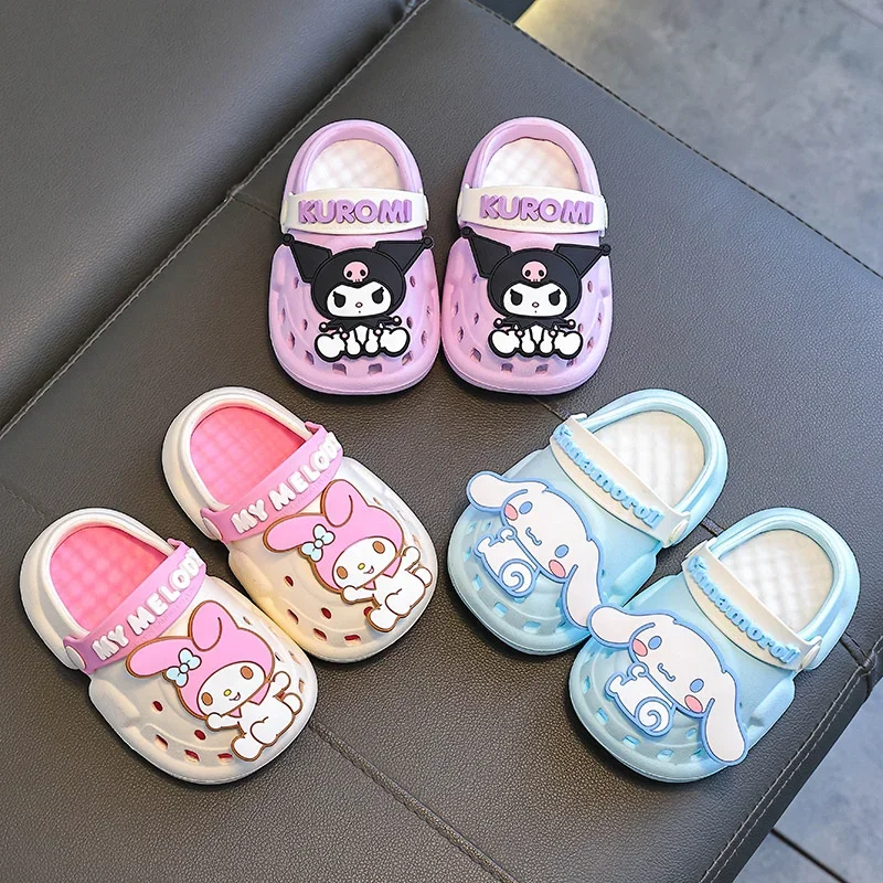 Симпатичные летние детские сандалии Sanrio аниме мультфильм Mymelody Cinnamoroll Kuromi сабо