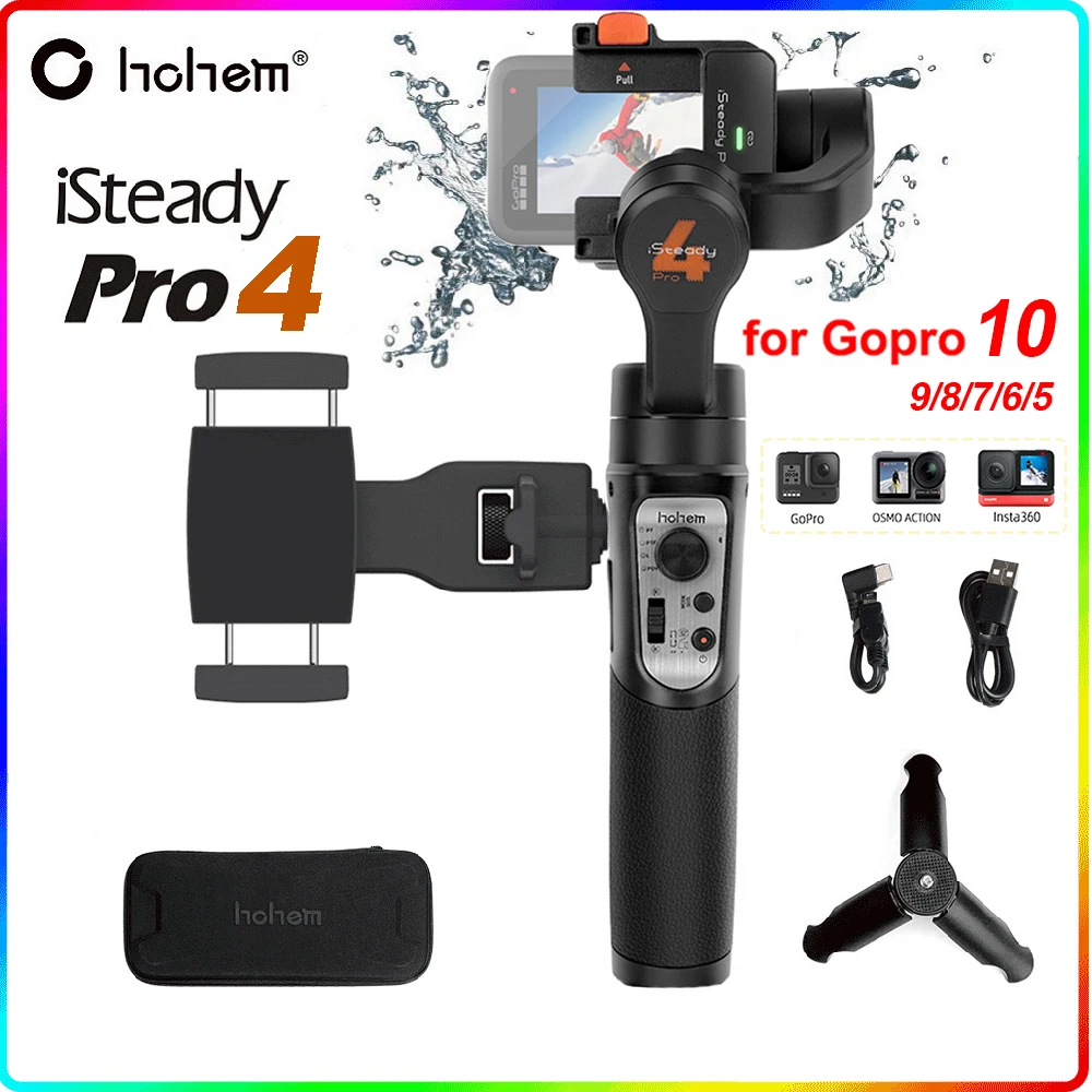 

Hohem iSteady Pro 4 Splash Proof 3-Axis Handheld Gimbal Stabilizer for GoPro Hero 10 9/8/7/6 DJI Osmo RX0 Action Camera