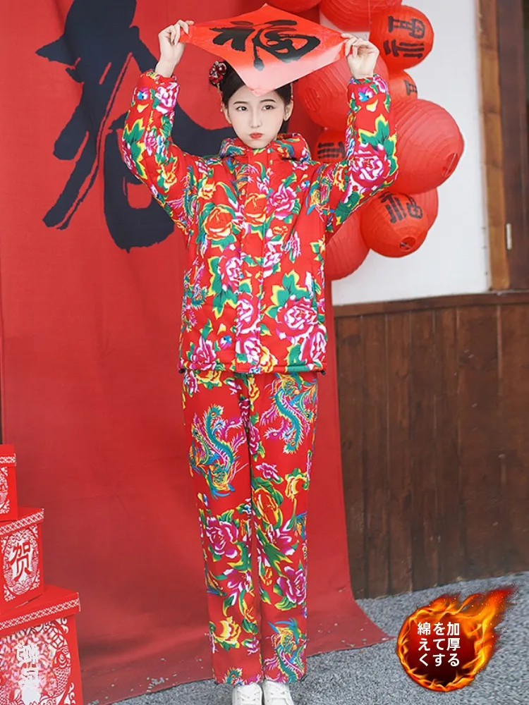 Northeast Big Flower Cotton-Padded Jacket Winter 2024 New Chinese Ethnic Sle Improved Thickened Cotton Added Hood Cotton-pa...