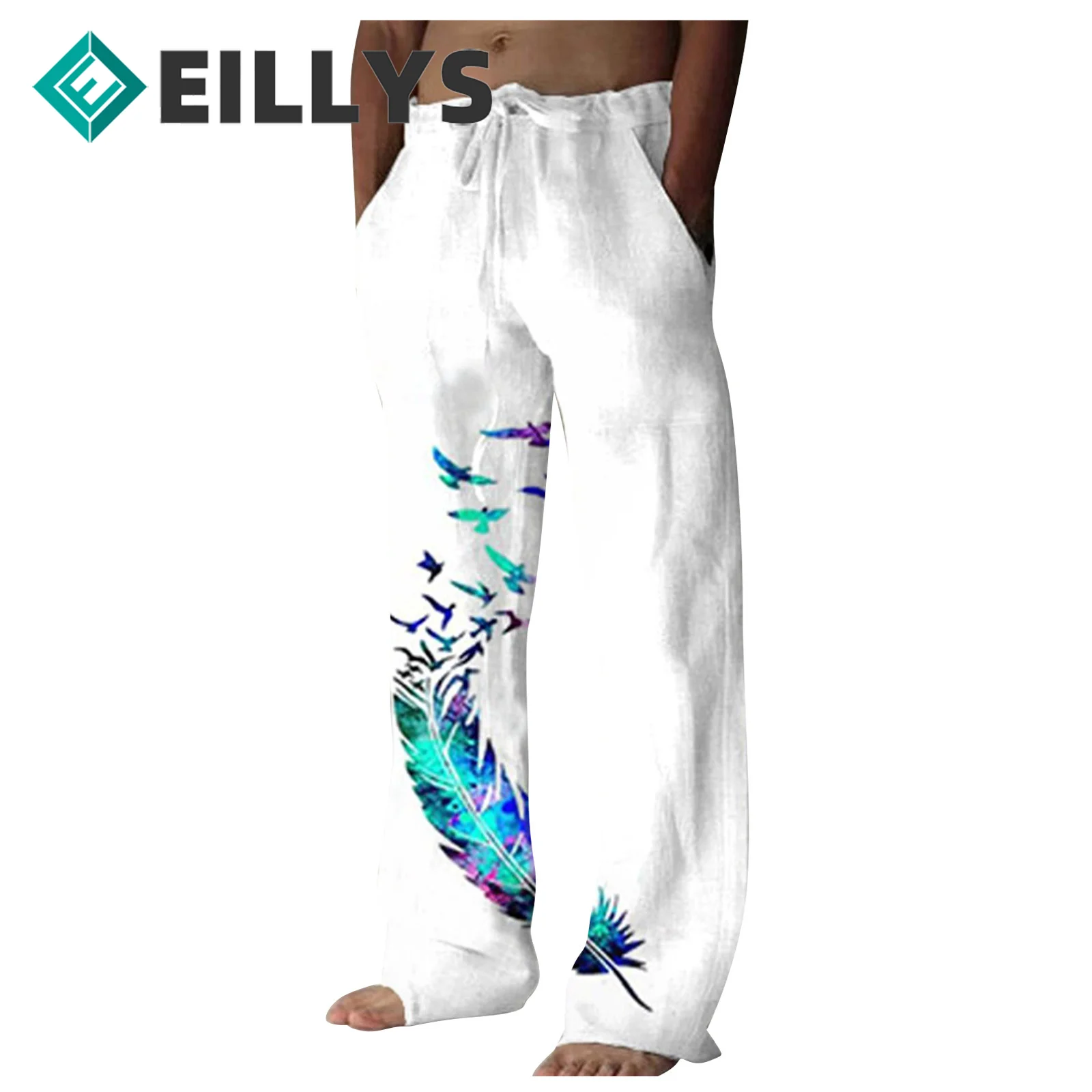 

2022 New Male Pants Soft High Waist Summer Men's Casual Trousers Hot Selling Pockets Wide Leg Travel Beach Trousers Cool Light