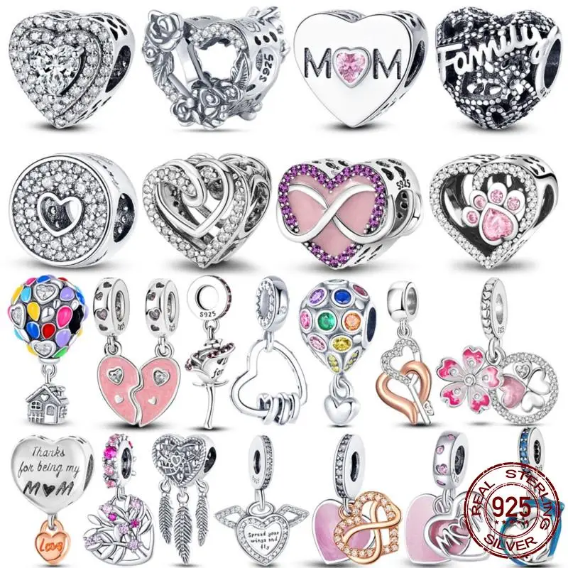 

Beads Jewelry 925 Sterling Silver Infinity Love Mum Heart to Heart Dangle Charm Fit Original Pandora Bracelet Silver 925 Jewelry