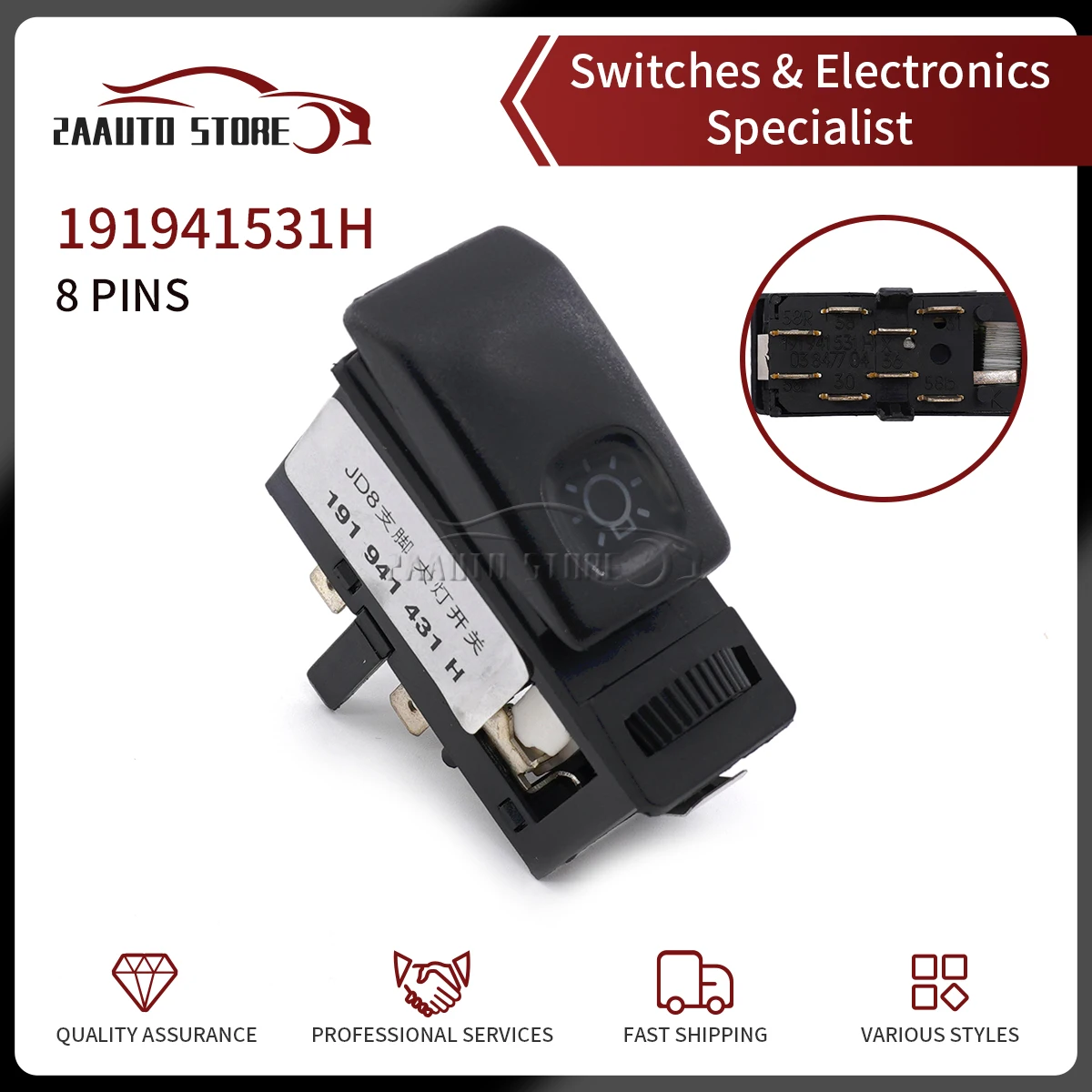 

Car Black Headlight Lamp Fog Adjust Head Light Control Switch For VW Golf MK2 Jetta II MK 191941531H