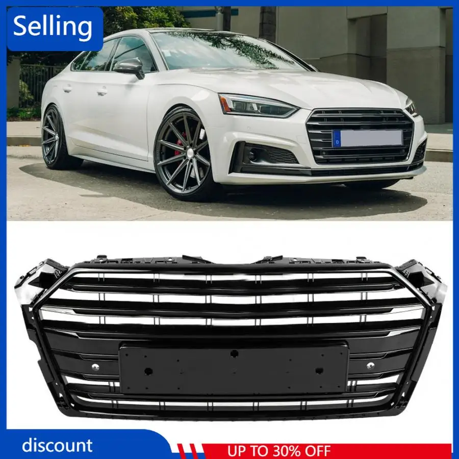 

Black Car Front Bumper Grille Grill for Audi A5/S5/B9 2017 2018 2019 2020 Racing Grills Car Accessories fast ship