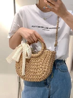 summer casual straw shoulder bag woman fashion lace butterfly machine messenger bag female luxury brand beach womens handbag
