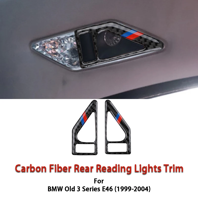 Luces de lectura traseras de fibra de carbono para coche, accesorios de modificación Interior para BMW Serie 3, E46, 1999-2004, 2 piezas