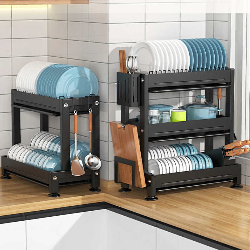 

Stainless Steel Dish Drainer Rack Multi-layer Plates Holder ABS Kitchen Organizer For Kitchen Space Saving Kitchen Accessories