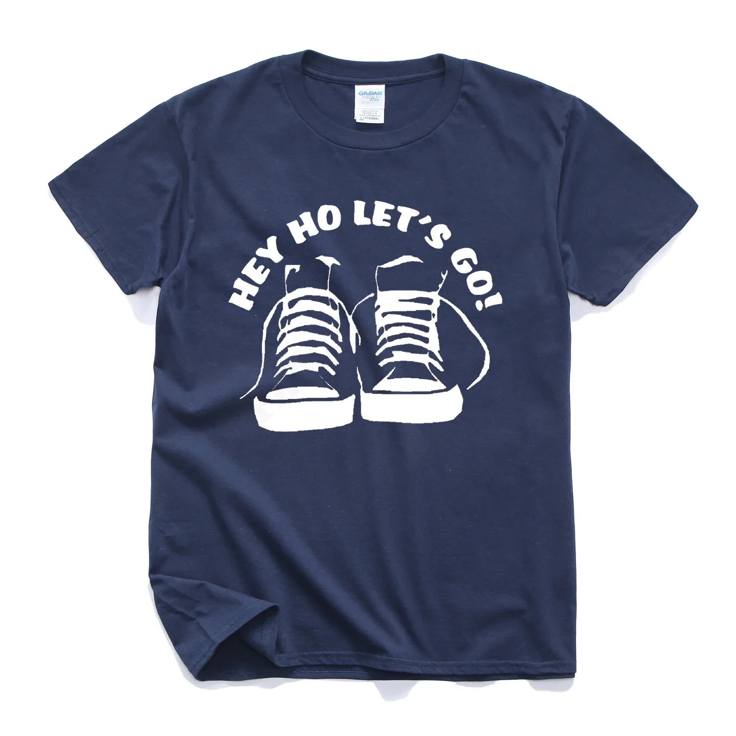 Эй Хо Let's Go. Футболка с креативным узором и принтом 100% хлопок круглым вырезом