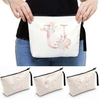 professional makeup bag with mirror portable handbags travel workout organizer cosmetic bags letter pink flower bags for women