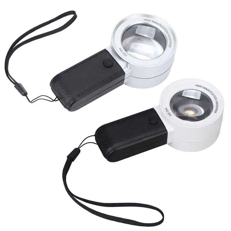 

Handheld Magnifier Lighted Magnifying Glass 1 UV Light 30X Magnification for Reading for Antique for DIY