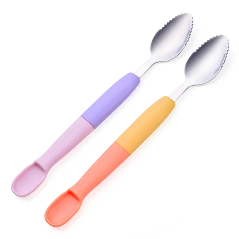

Baby fruit digging spoon children food supplement scraping fruit mud silicone soft spoon baby scraping mud spoon baby feeding