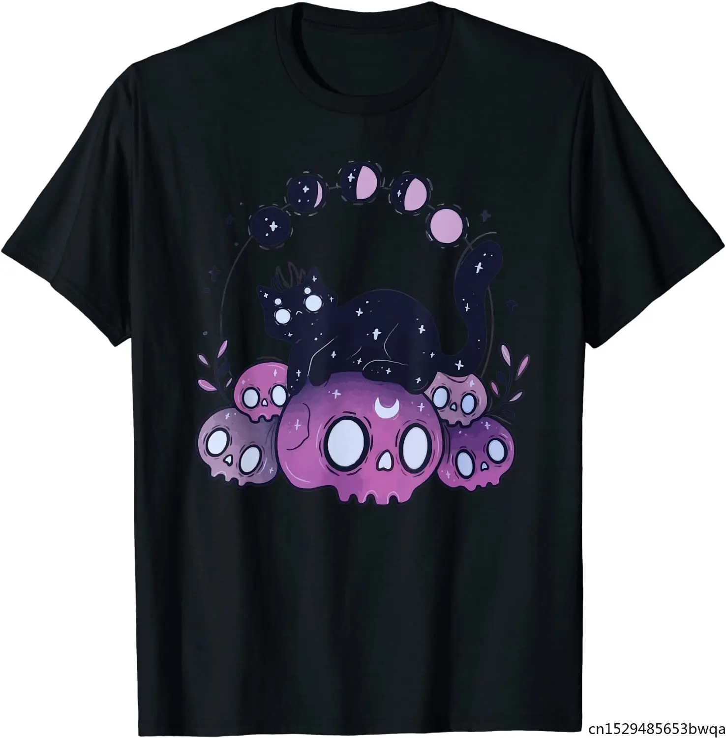 

Kawaii Pastel Goth Art Cat and Skull Moon Phases Tattoo T-Shirt Unisex Tee